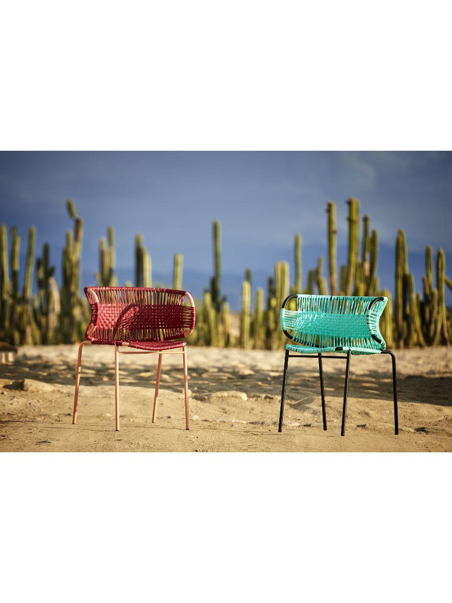 Steel Honey Cielo Stacking Chair with Armrest by Sebastian Herkner For Sale