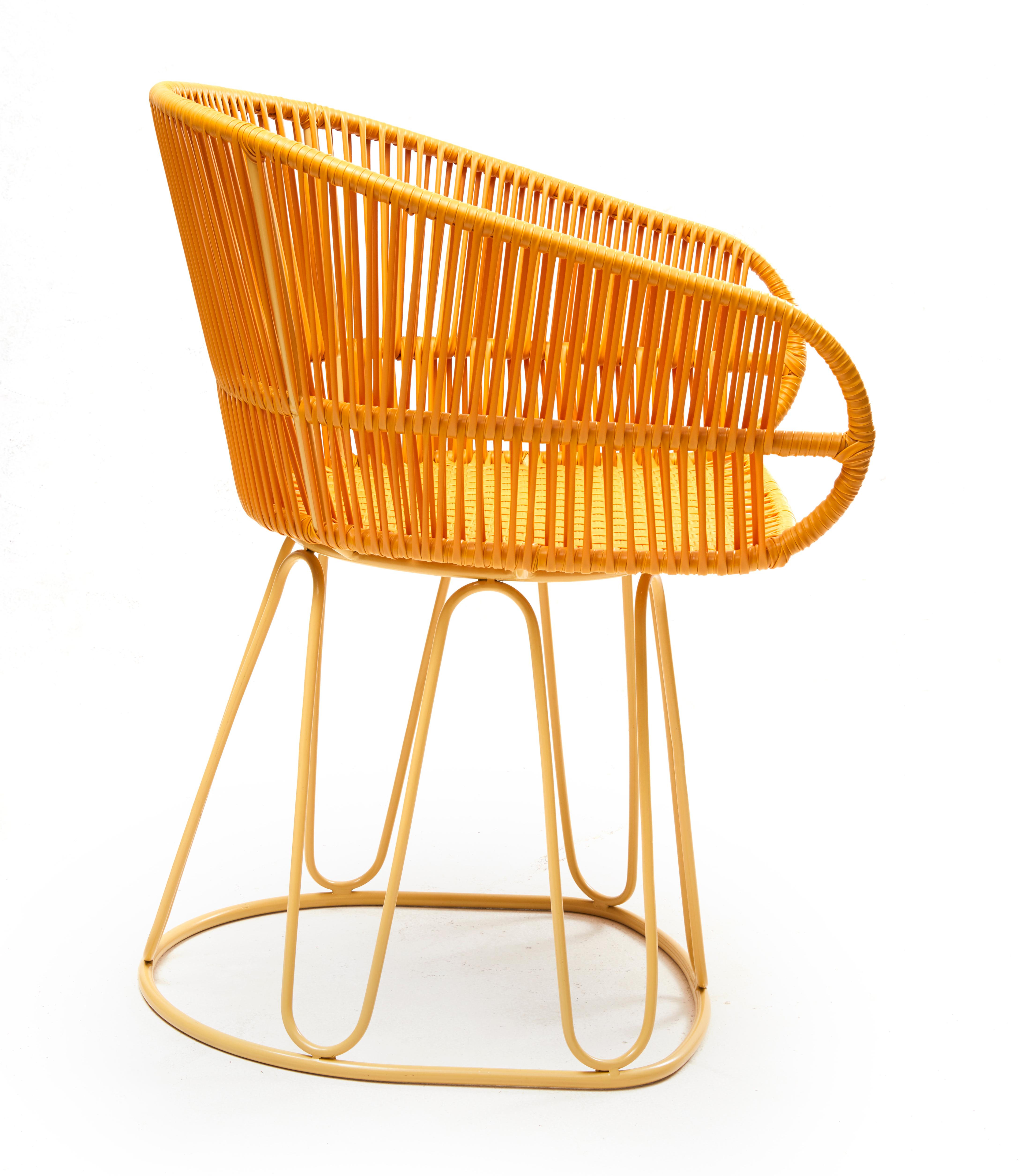 Powder-Coated Honey Circo Dining Chair by Sebastian Herkner For Sale