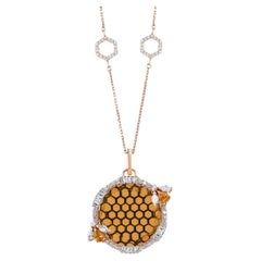 Honey Citrin Diamant-Halskette 14k Gold/ Marquis Weißer Diamant