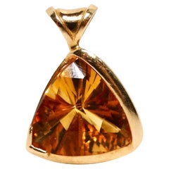 Honey Citrine Trillion 14k Gold Slide Pendant