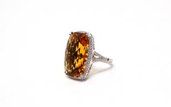 Honey Citrine White Gold With Diamonds Cocktail Ring