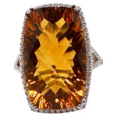 Honey Citrine White Gold With Diamonds Cocktail Ring