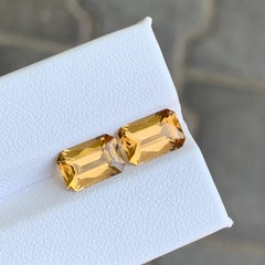 Honey Color Emerald Cut Loose Citrine Gemstone Pair for Jewelry 9mm