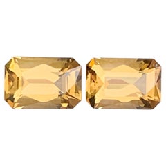 Honey Color Emerald Cut Loose Citrine Gemstone Pair for Jewelry 9mm