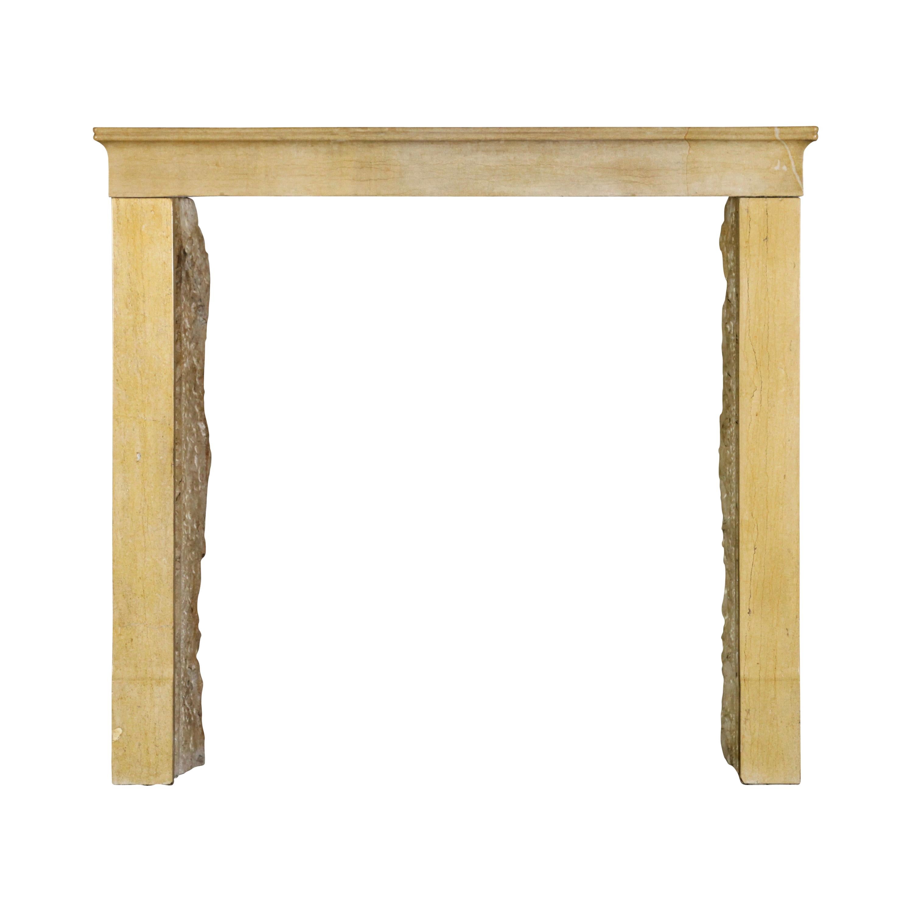 Honey Color French Limestone Antique Fireplace Surround