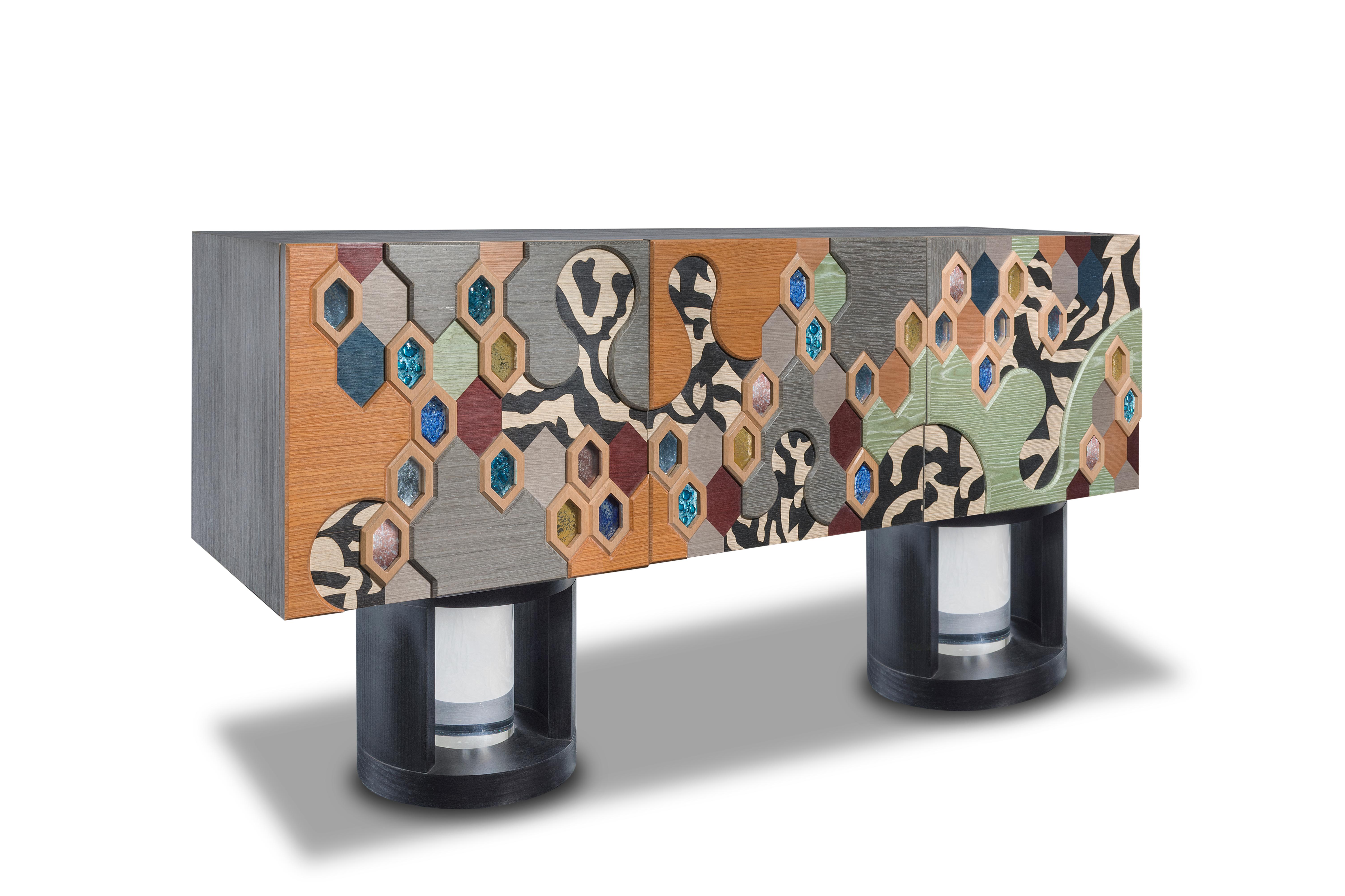 Modern HONEY COMB-Multi colored Sideboard For Sale