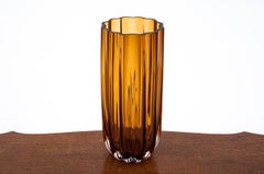 Honey Crystal Vase, Poland, 1960s