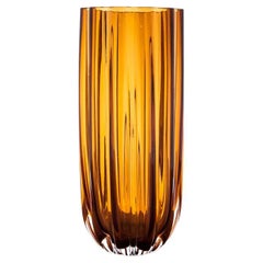 Honey Crystal Vase, Poland, 1960s
