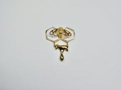 Honey Dripping from Honeycomb with Bee Pendant B, Sterling Silver, Gold-Plated