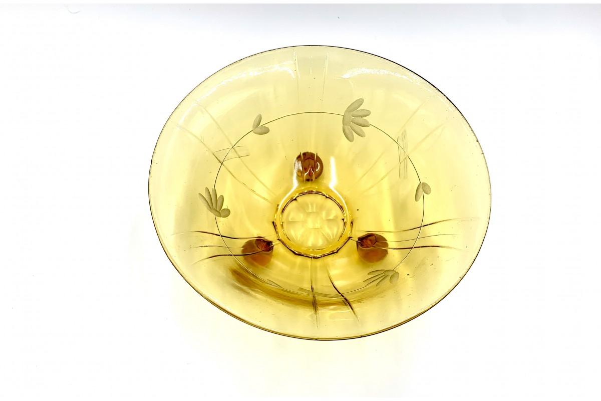 Mid-Century Modern Honey Glass Bowl, Poland, 1960s For Sale