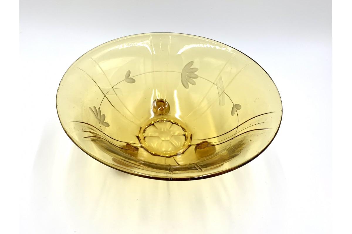 Polish Honey Glass Bowl, Poland, 1960s For Sale