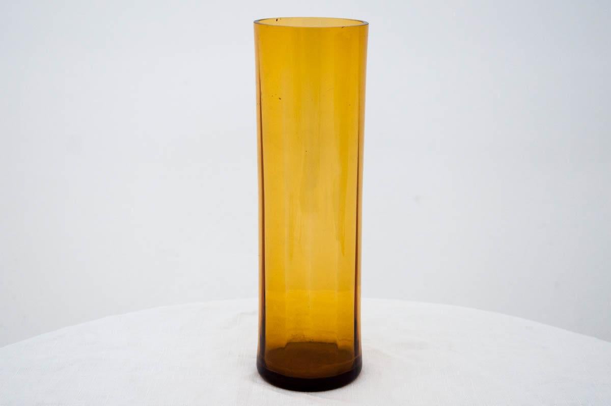 Mid-Century Modern Honey Glass Vase, 1980s