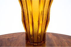 Vase en verre au miel par Henri Heemskerk pour les Verreries De Scailmont:: cubiste:: Belgique