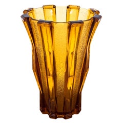Honey Glass Vase, Poland, 1960s