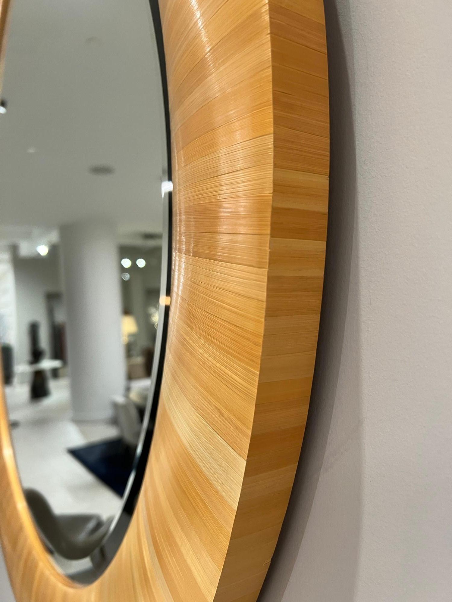 Honey Gold Straw Marquetry Galucha Mirror by Elan Atelier (Preorder) In New Condition For Sale In New York, NY