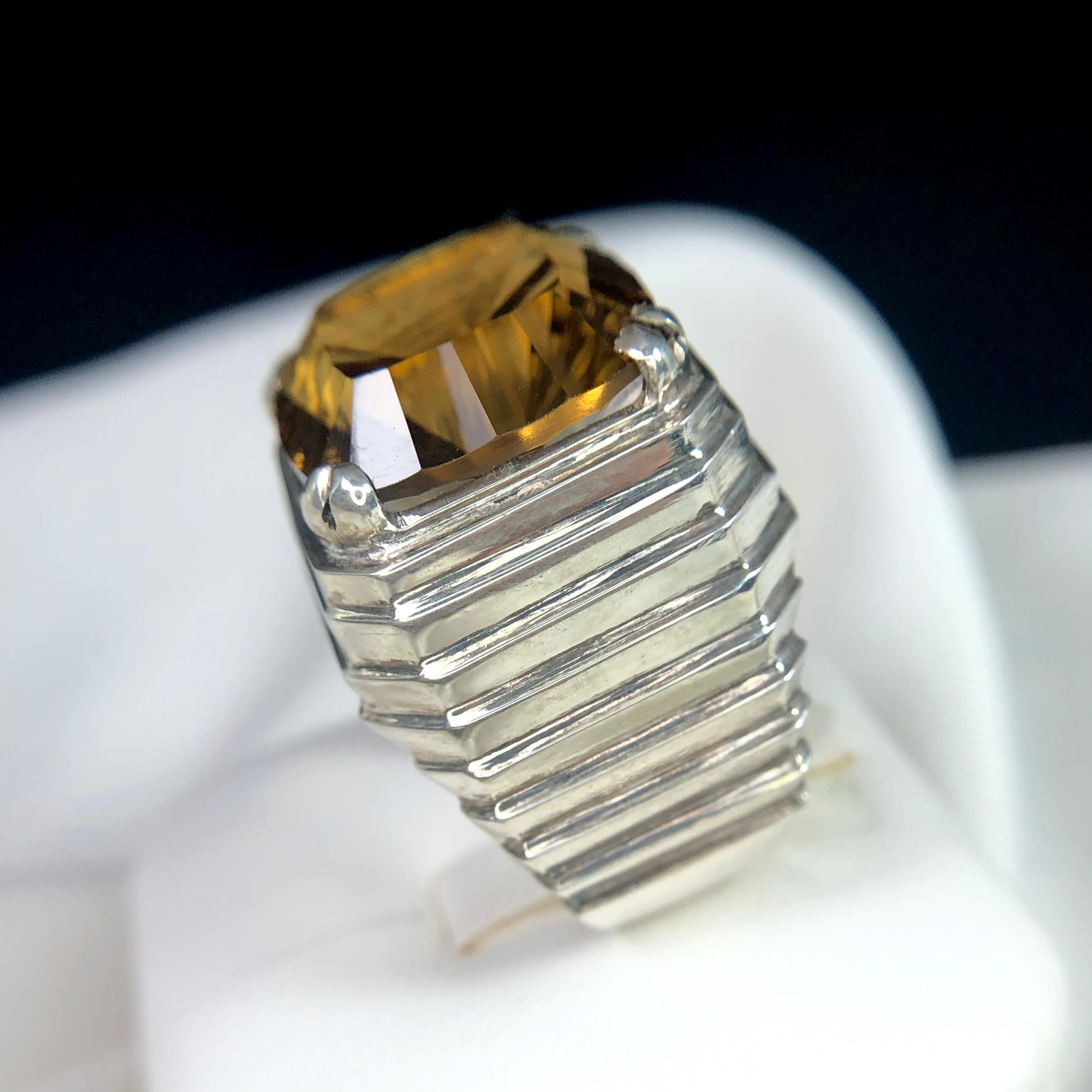 Honey Golden Natural Citrine Gemstone Silver Ring Handmade Fancy Concave Cut!!

💎 GEMSTONE TYPE: Citrine
⚖️ WEIGHT: 18.68 Grams
🪚 SHAPE & CUT: Fancy Concave Cut
💍 RING SIZE (US): 9.5
🌈 COLOR:  Honey Golden
  METAL: 925 Sterling Silver
🔎