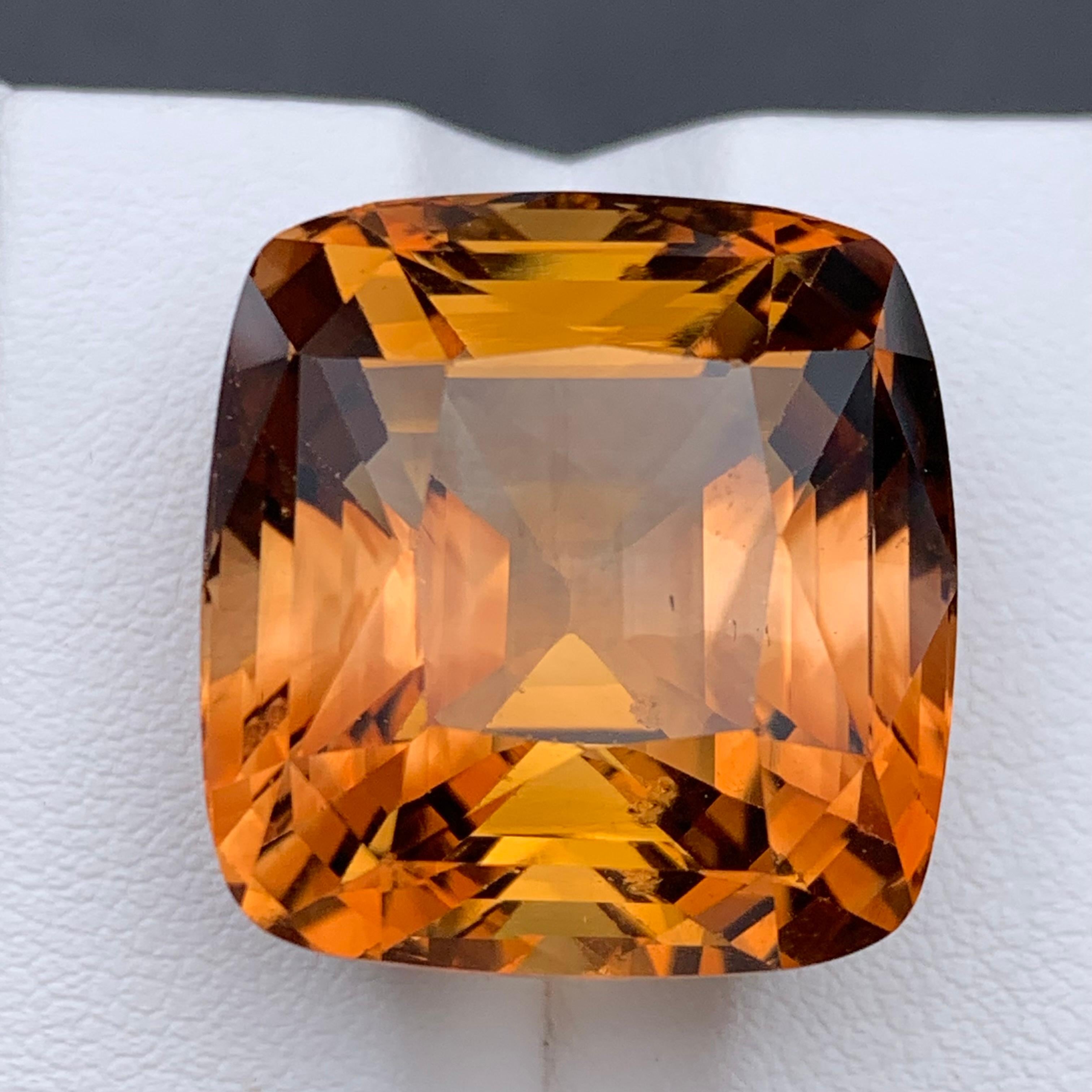 Colgante Topacio Natural Dorado Miel Gema Suelta 56.75 Ct Corte Cojín Antiguo 4