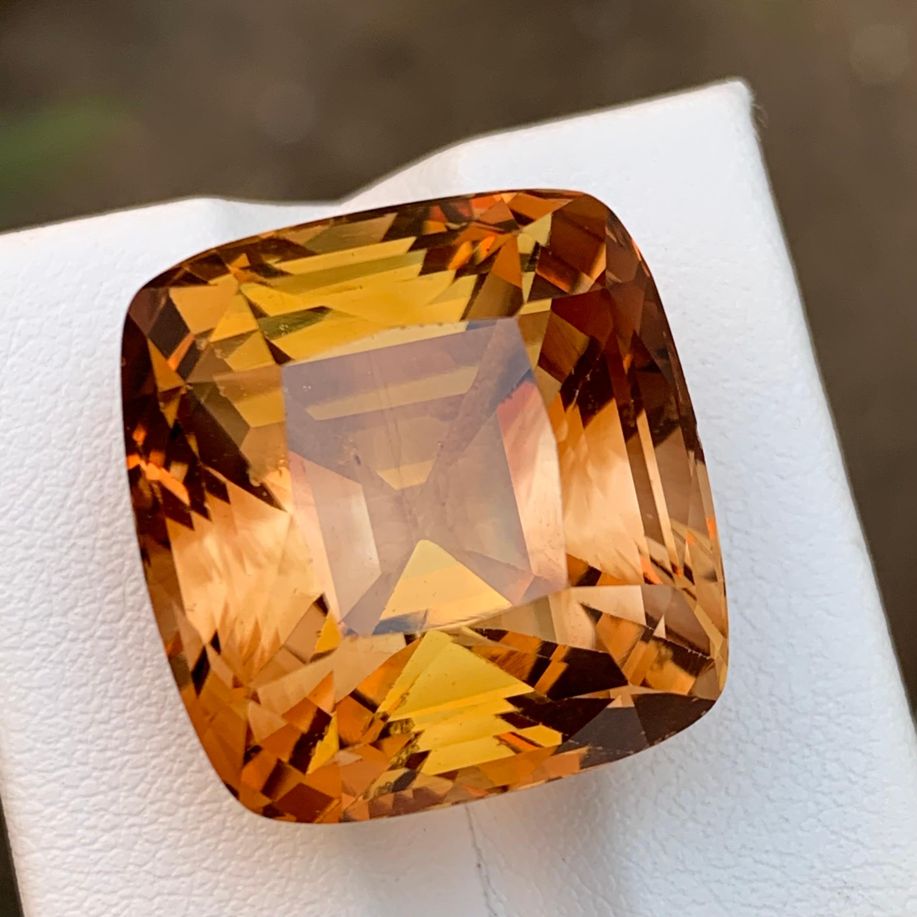 Colgante Topacio Natural Dorado Miel Gema Suelta 56.75 Ct Corte Cojín Antiguo 3