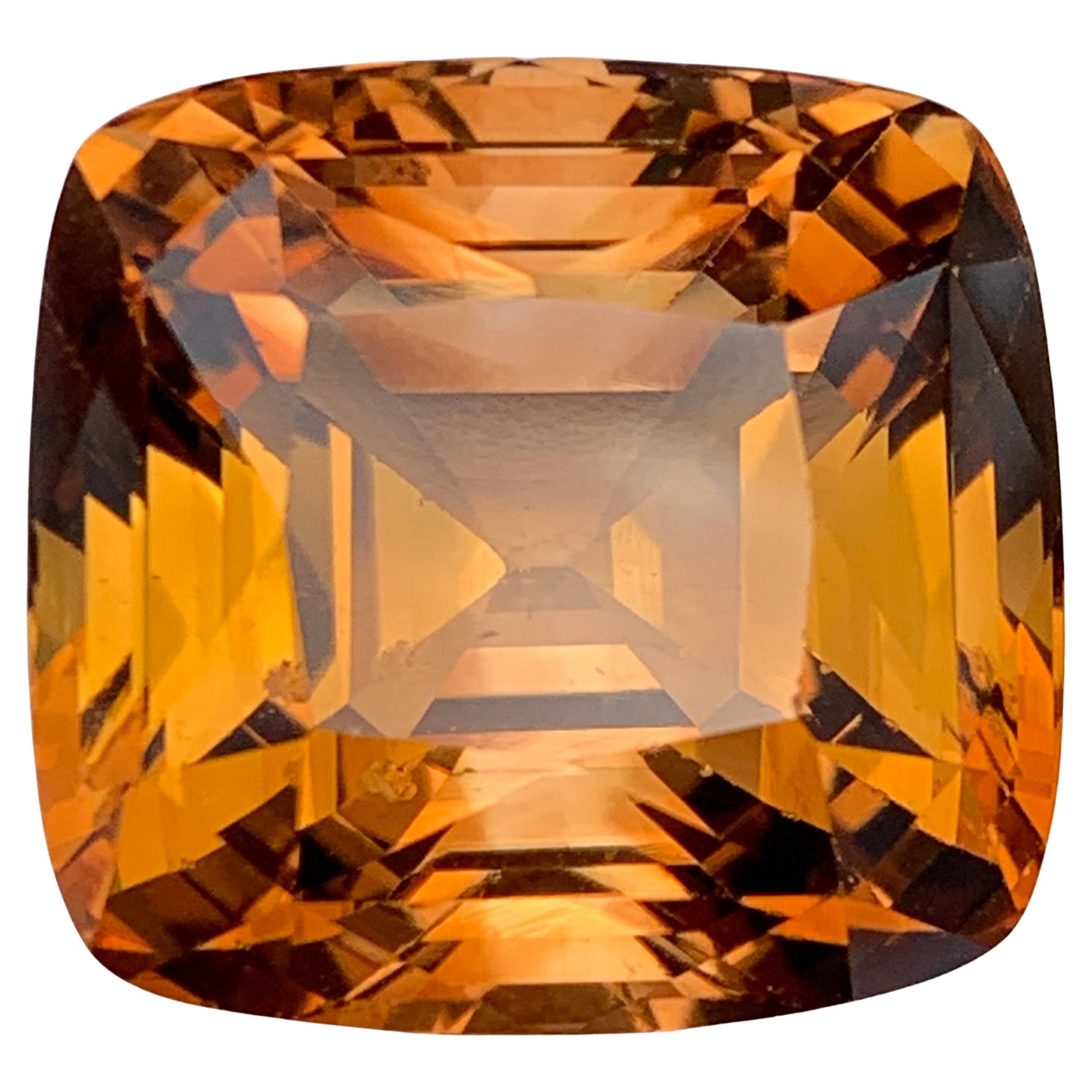 Honey Golden Natural Topaz Pendant Loose Gemstone 56.75 Ct Antique Cushion Cut