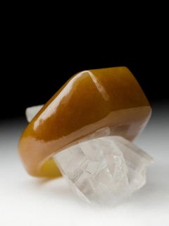 Honey Jade Solid Ring Rare Unusual Tawny Brown Natural Gemstone