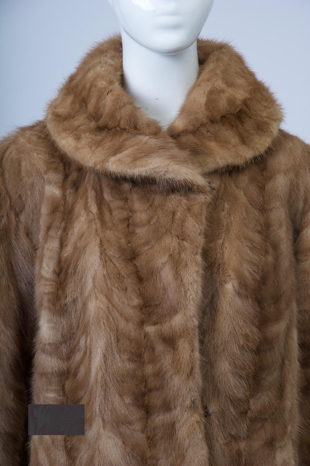 Brown Honey Mink Coat, c.1960s For Sale