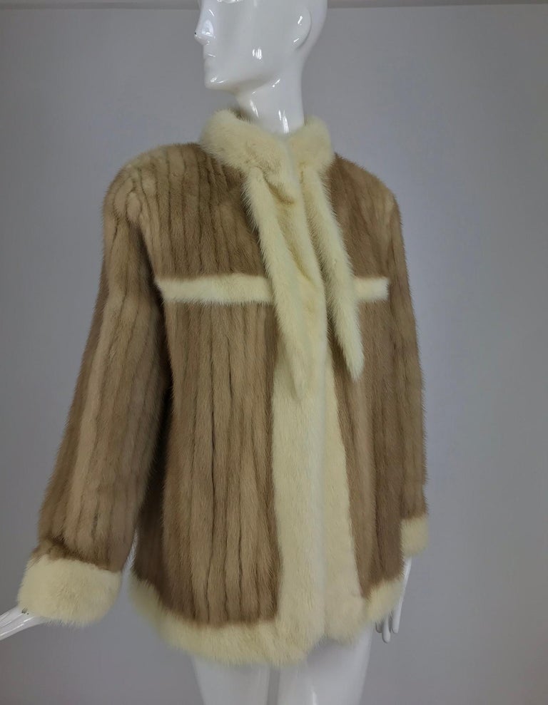 Honey Mink trimmed in white mink 1970s jacket For Sale at 1stdibs