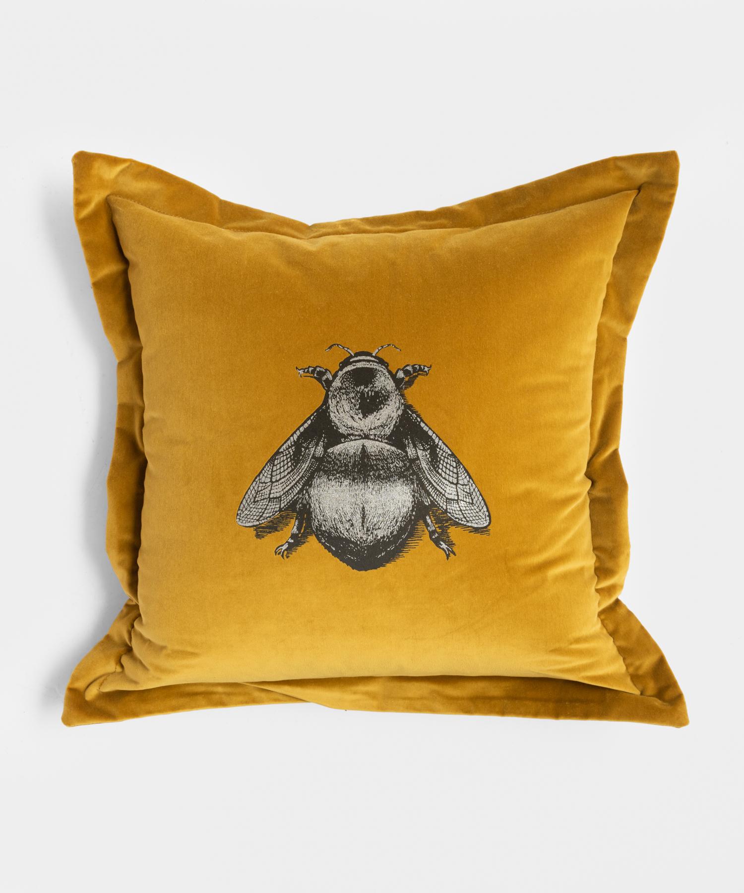 Honey Napoleon Bee cushion by Timorous Beasties

100% cotton pile with embroidered bee design in metallic thread. Also available in olive and crimson.
