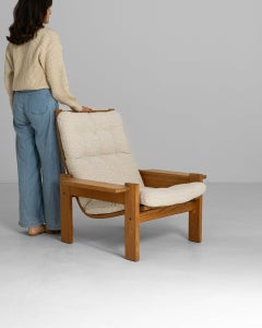 Fauteuil « Honey Pine », pieds effilés, style champêtre, Italie, années 1970