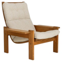 Fauteuil « Honey Pine », pieds effilés, style champêtre, Italie, années 1970