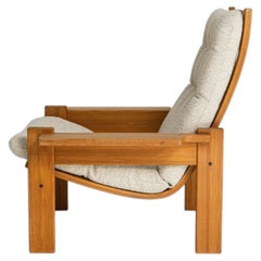 Fauteuil « Honey Pine », pieds effilés, style champêtre, Italie, années 1970