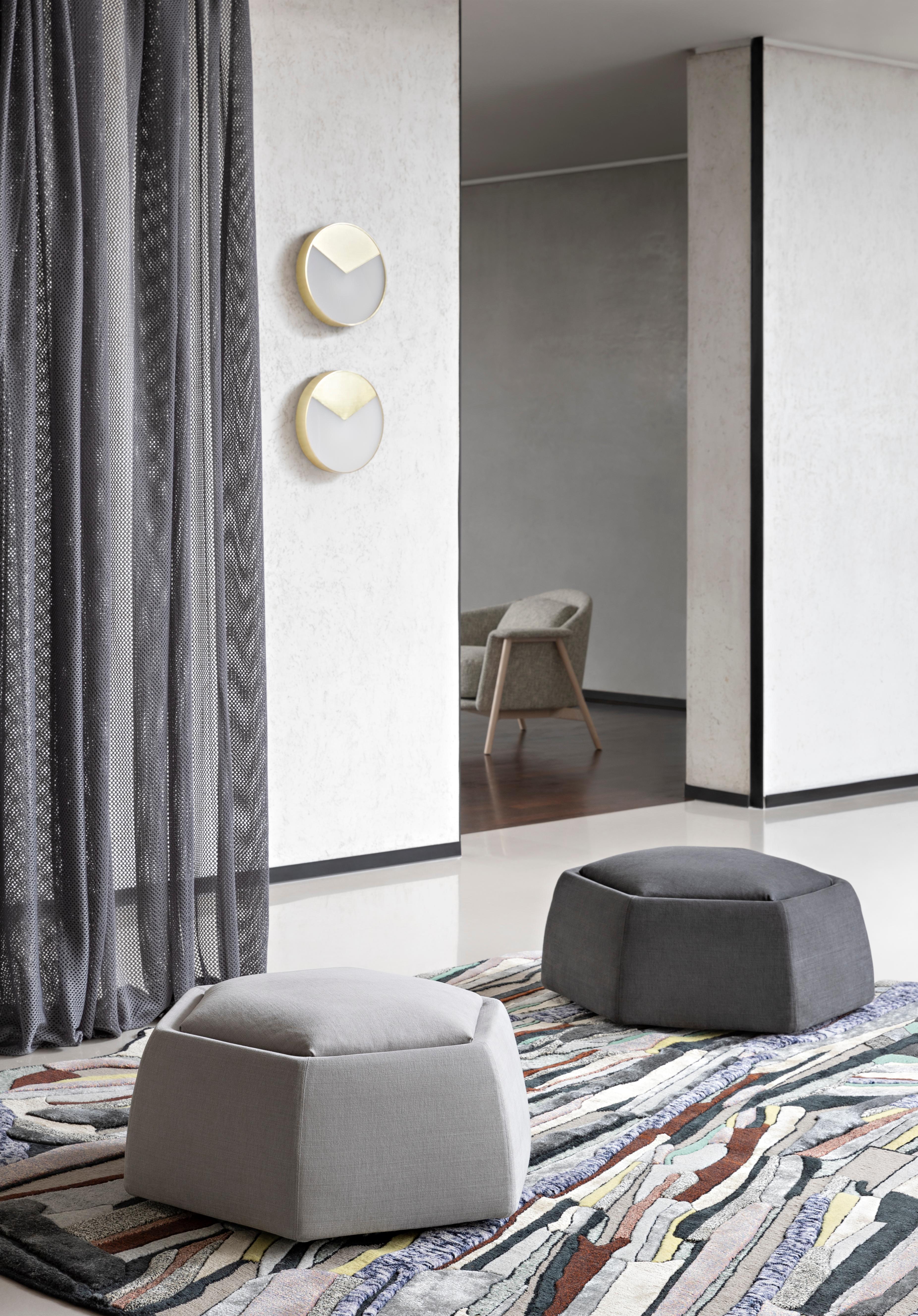 Eclectic by nature, the Honey pouf appears to be a small hexagonal cell that adapts to the needs of the moment. Honey features a seamless modular design, and the various elements can be attached and combined to form a veritable honeycomb. Honey is