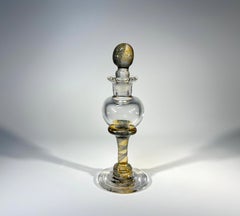 Honey Spiral Twist Stemmed, English Glass Perfume Bottle By Andrew Sanders c1980