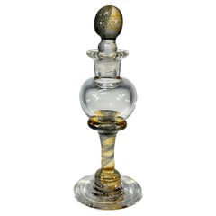 Vintage Honey Spiral Twist Stemmed, English Glass Perfume Bottle By Andrew Sanders c1980