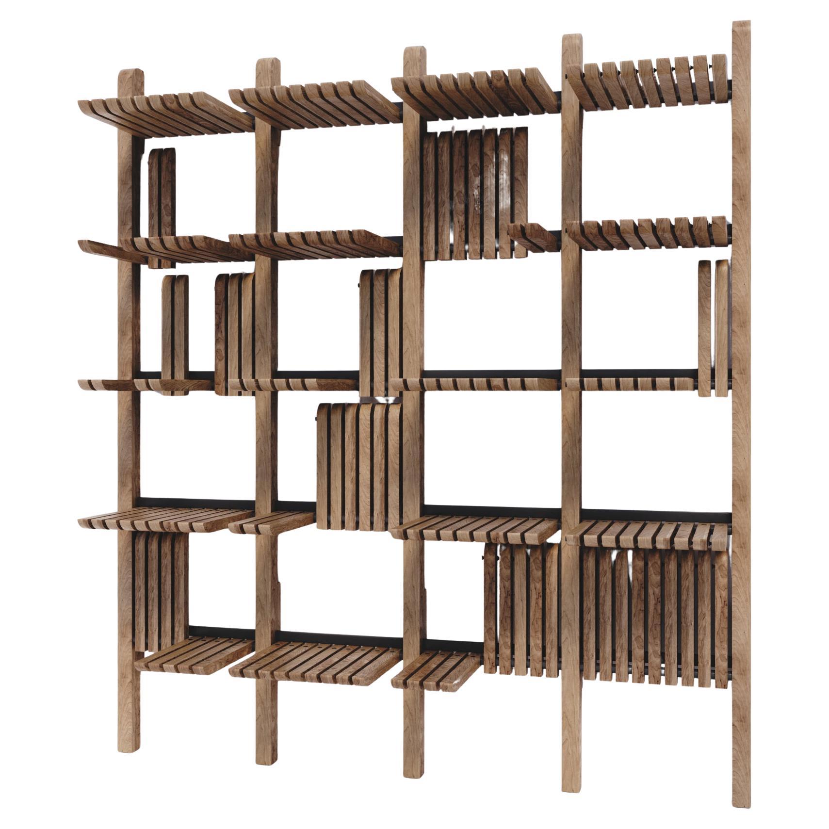 Honey Stained 
Steel Shelving System - Handcrafted Modular Shelves 2000 mm