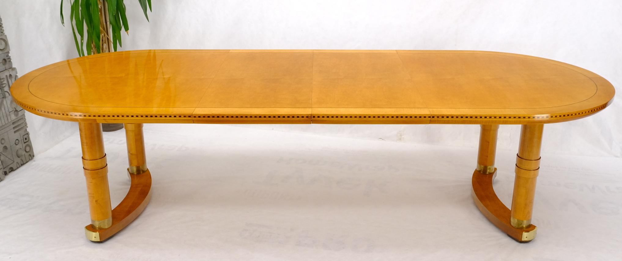 Honey Tone Oval Racetrack Henredon Dining Table w/ Two Extension Boards 1