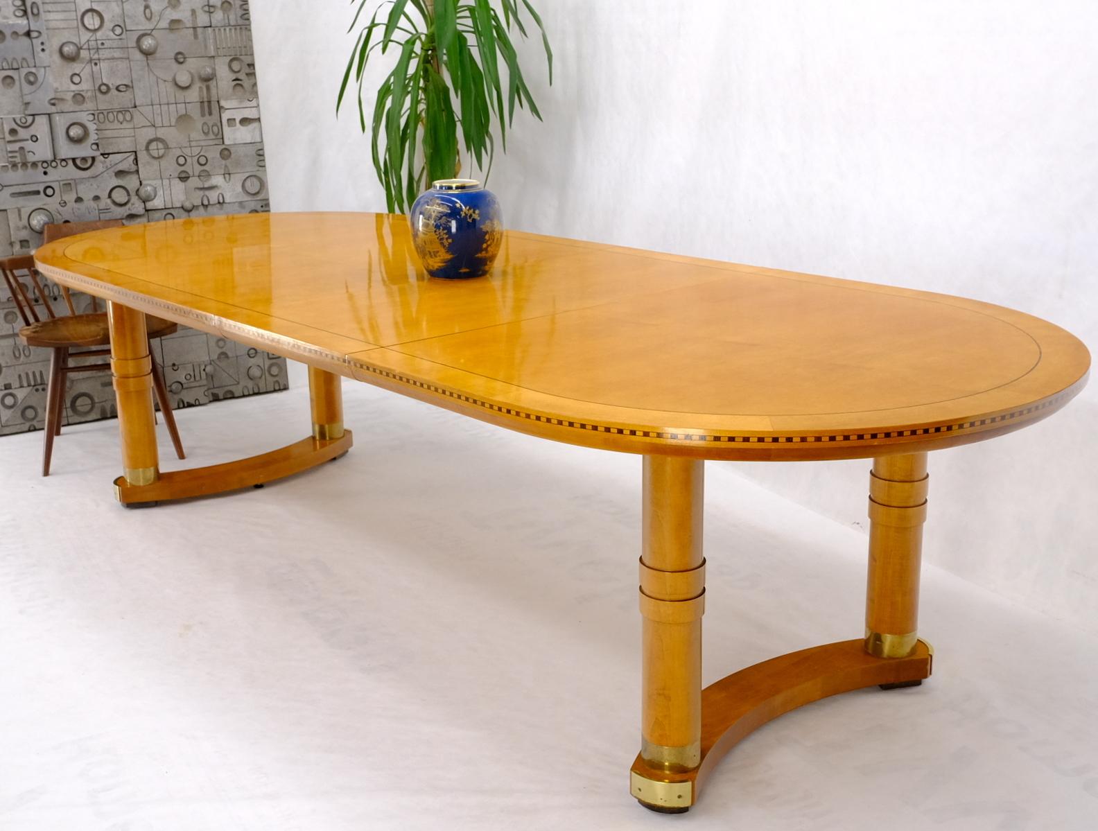 Honey Tone Oval Racetrack Henredon Dining Table w/ Two Extension Boards 4