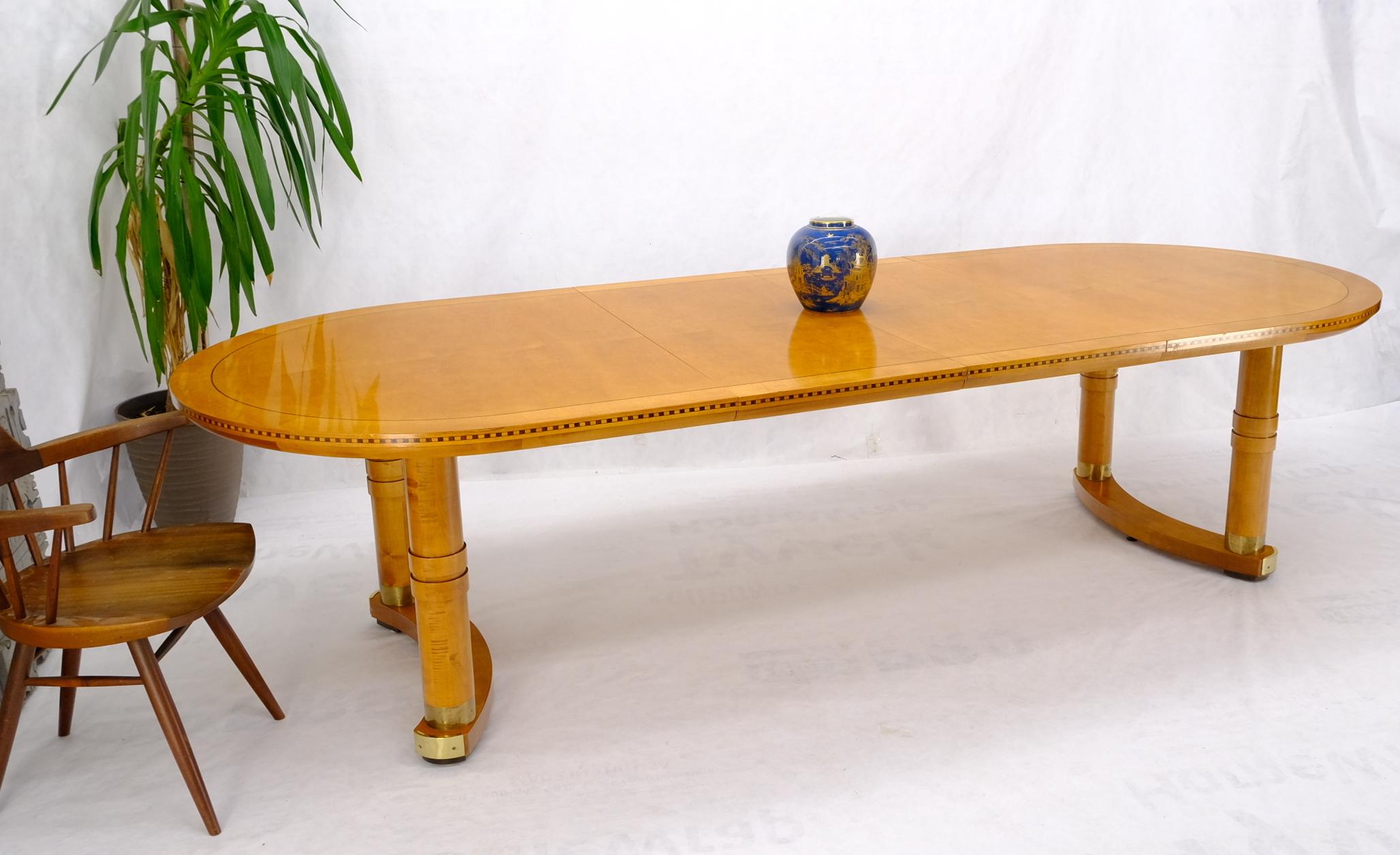 Honey Tone Oval Racetrack Henredon Dining Table w/ Two Extension Boards 5