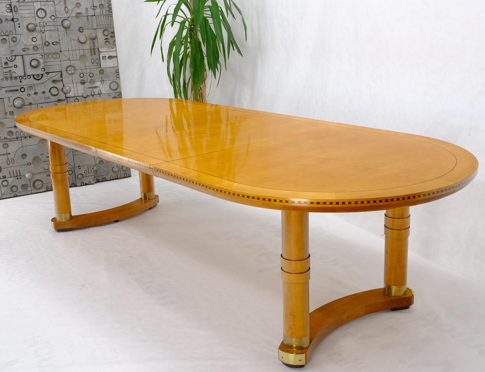 American Honey Tone Oval Racetrack Henredon Dining Table w/ Two Extension Boards