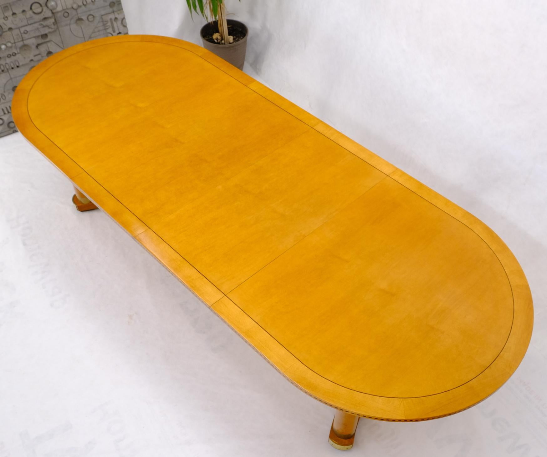 20th Century Honey Tone Oval Racetrack Henredon Dining Table w/ Two Extension Boards
