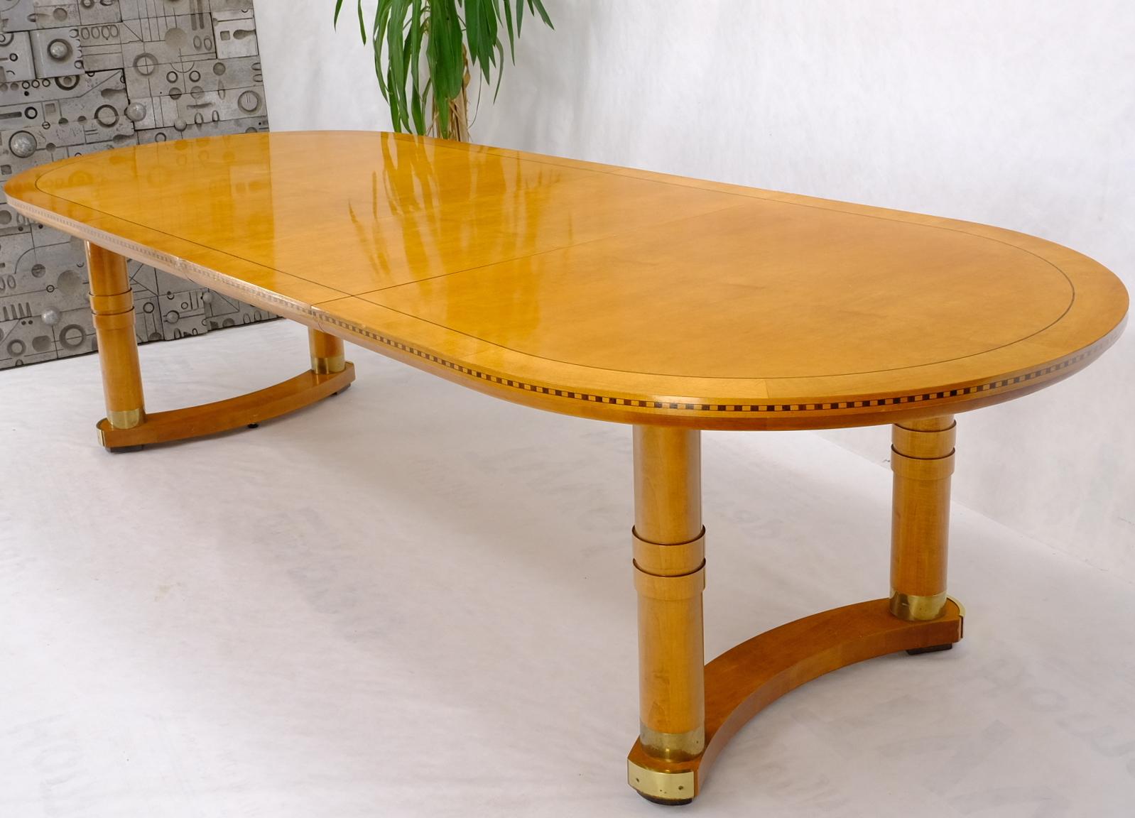 Brass Honey Tone Oval Racetrack Henredon Dining Table w/ Two Extension Boards