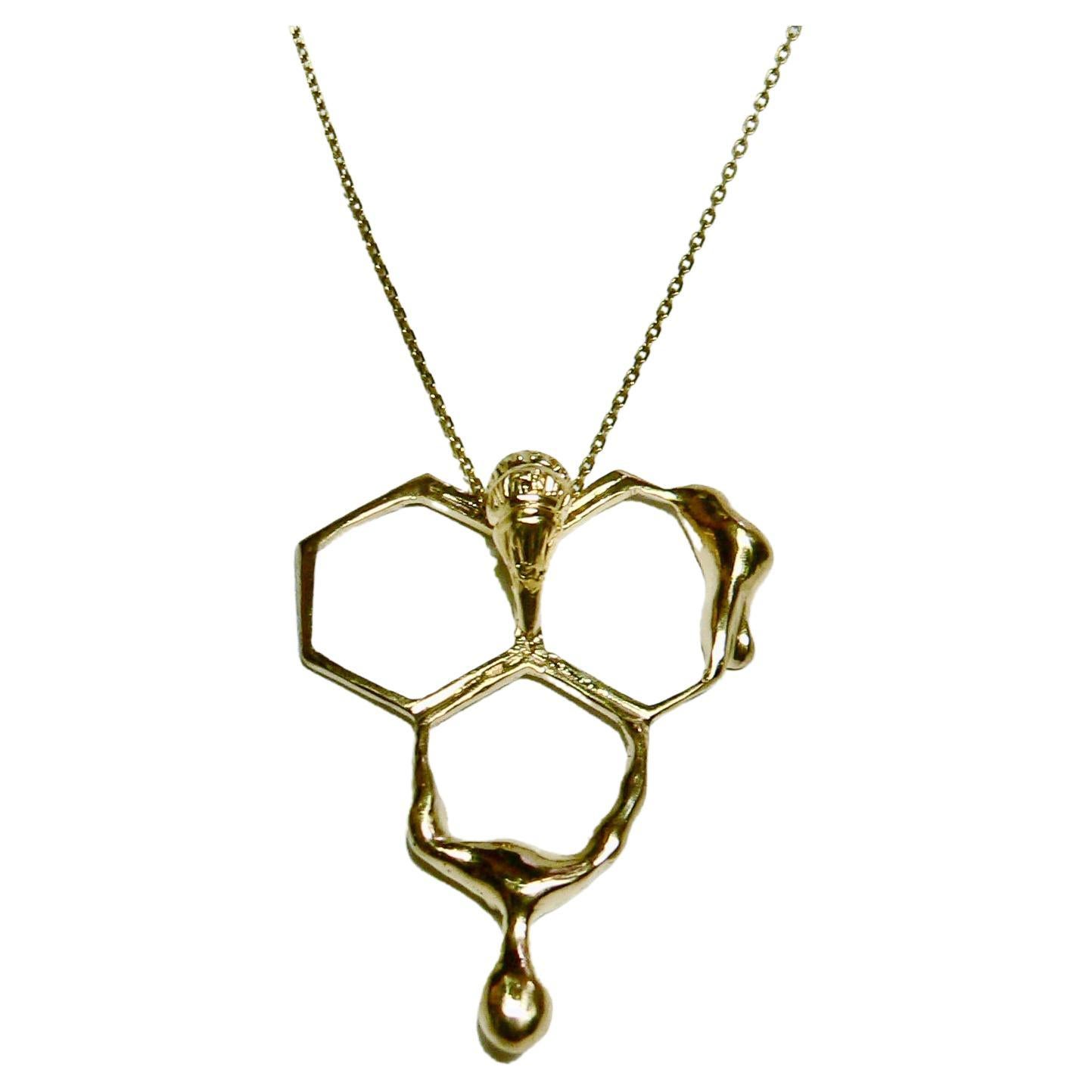 Honey Trap Pendant, Sterling Silver with 18 Karat Gold-Plate For Sale