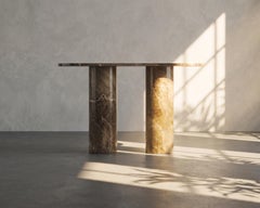 Honey-Veined Light Emperador Stone Console Table, Minimalist Hallway Table