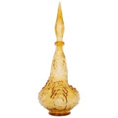 Honey Yellow Glass Genie Decanter with Stopper, 20th Century, Italy, 1960s