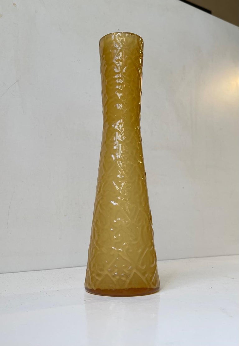 Honey Yellow Glass Vase by Geoffrey Baxter for Whitefriars, 1970s For