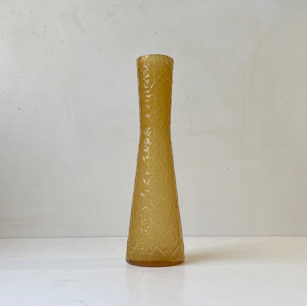 Mid-Century Modern Honey Yellow Glass Vase by Geoffrey Baxter for Whitefriars, 1970s For Sale