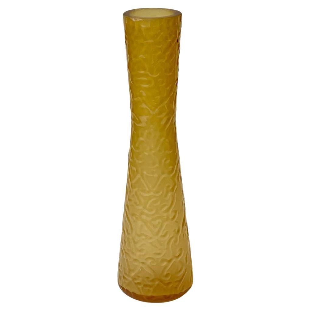 Honey Yellow Glass Vase by Geoffrey Baxter for Whitefriars, 1970s For Sale