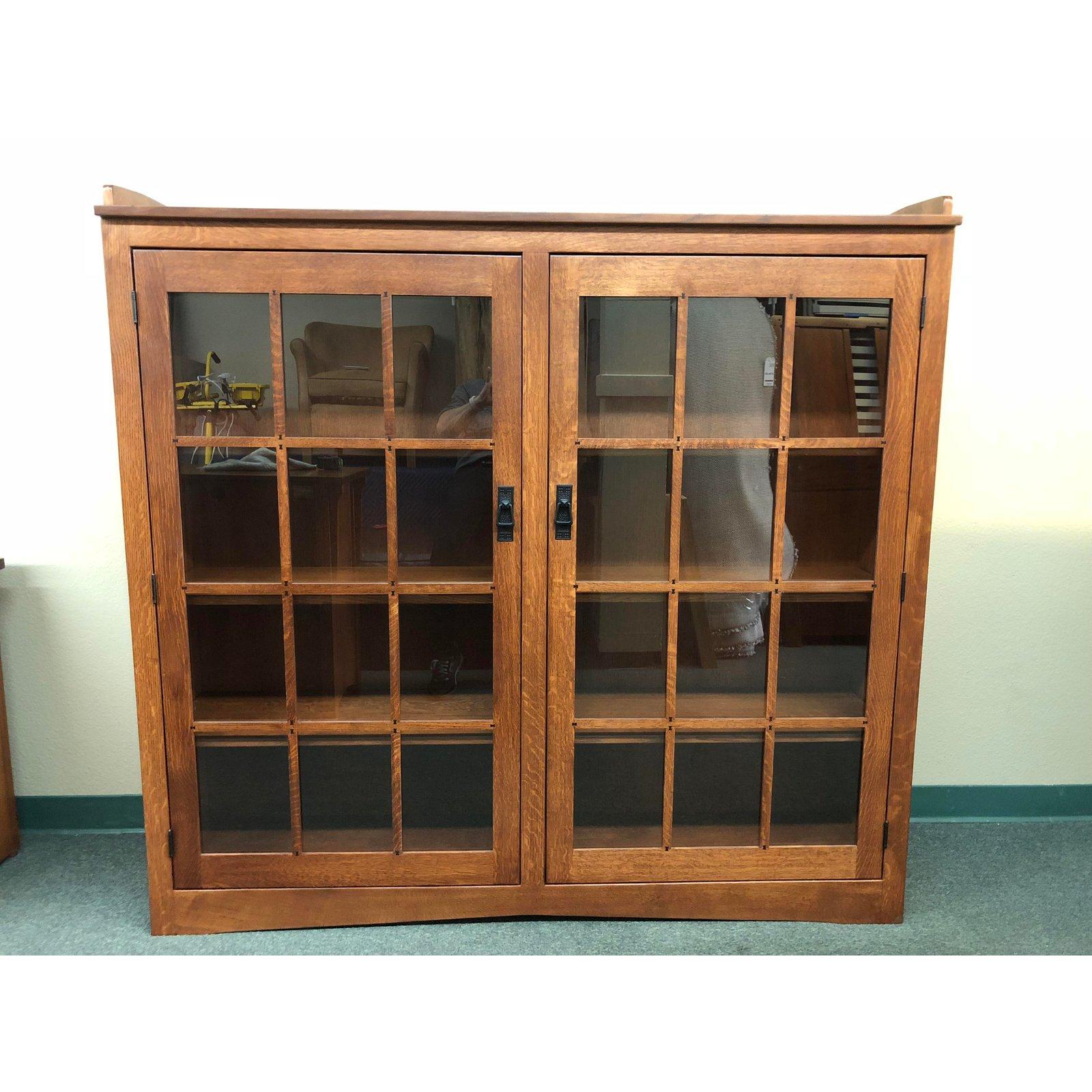 Glass Honeybee Furniture Oak Double Door Cabinet For Sale