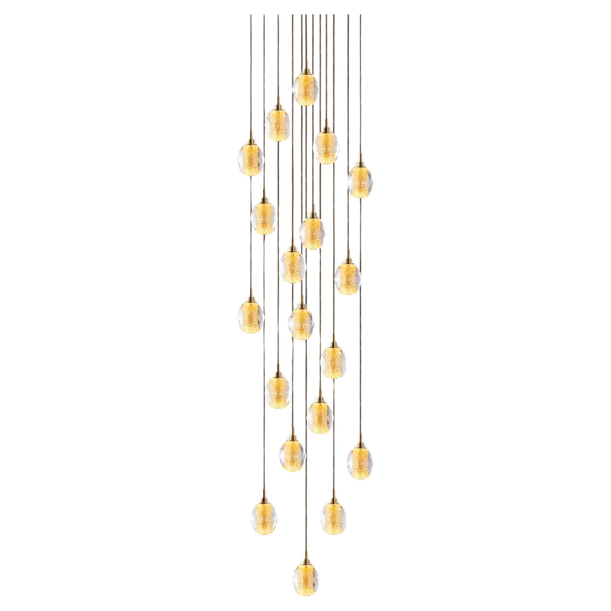 Honeycomb 19, Cast Glass Pendant Foyer Chandelier by Shakuff