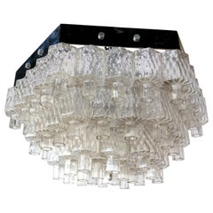 Honeycomb 1960s Italian Chrome and Glass Chandelier