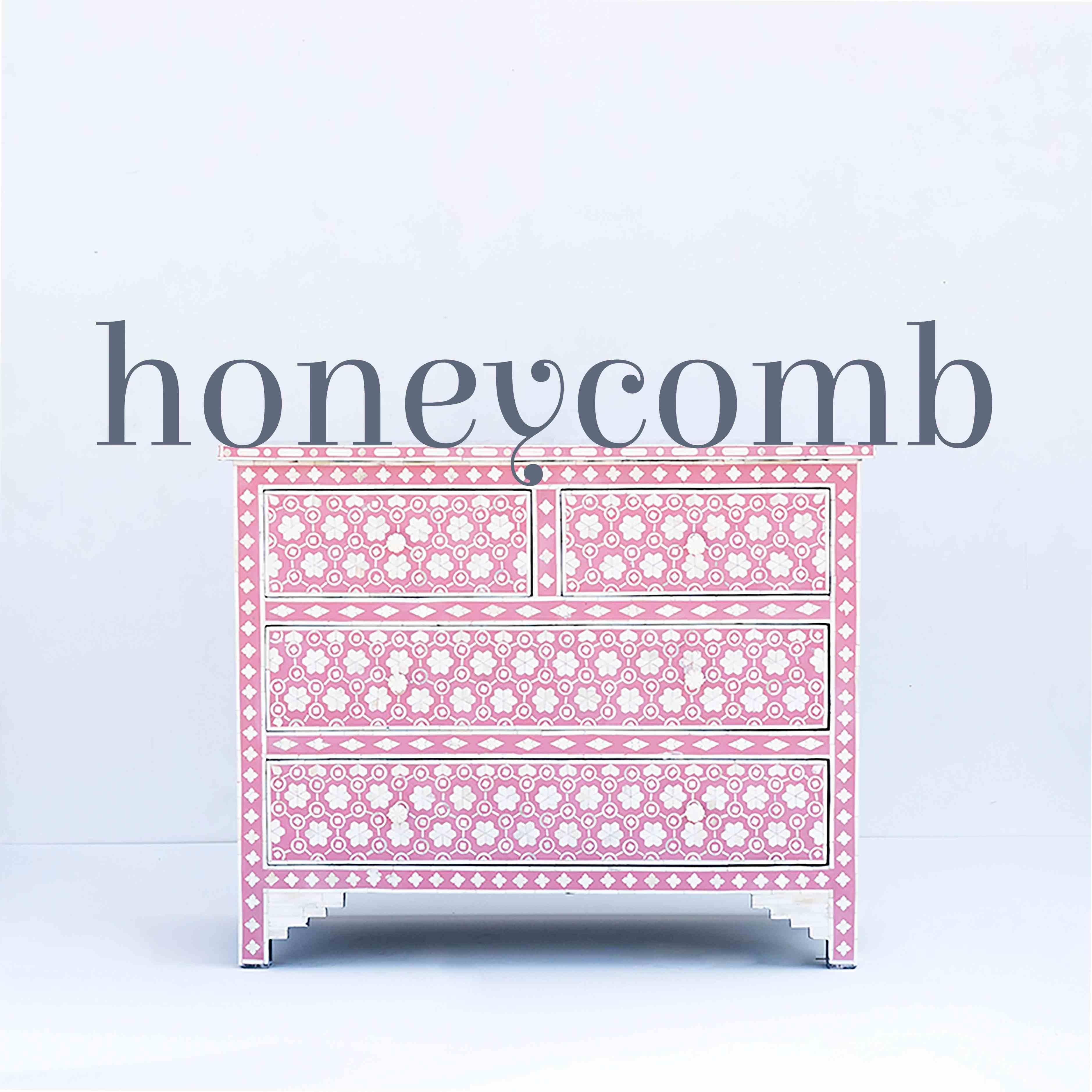 Introducing our exquisite Bone Inlay Dresser, an undeniable statement piece for any bedroom or living room. This stunning four drawer dresser is entirely handmade, featuring intricate bone inlay honeycomb flower patterns that are nothing short of